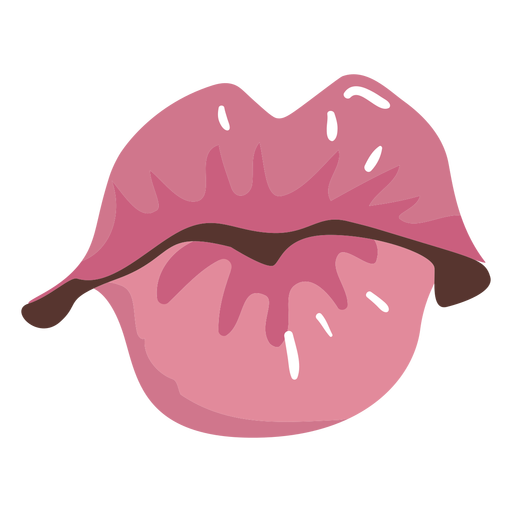 Simple semi-flat mouth blowing kiss PNG Design