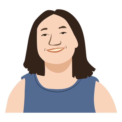 Flat middle aged white woman with dark hair  PNG Design