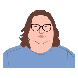 Flat short haired woman with glasses PNG Design