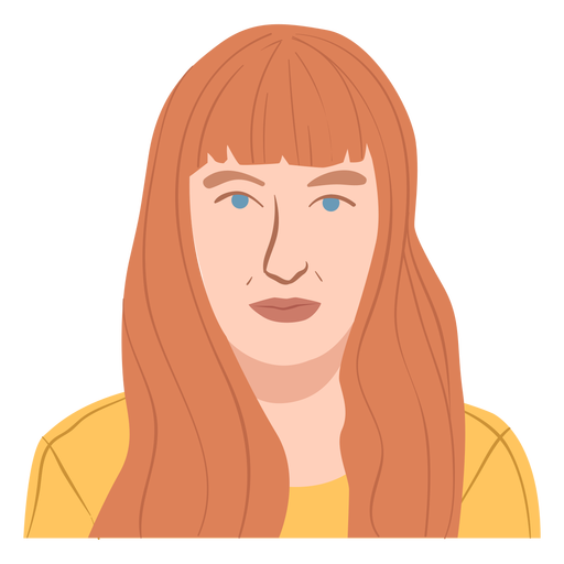 Flat red haired woman PNG Design