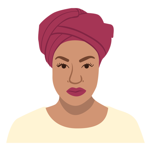 Flat middle aged woman with turban PNG Design