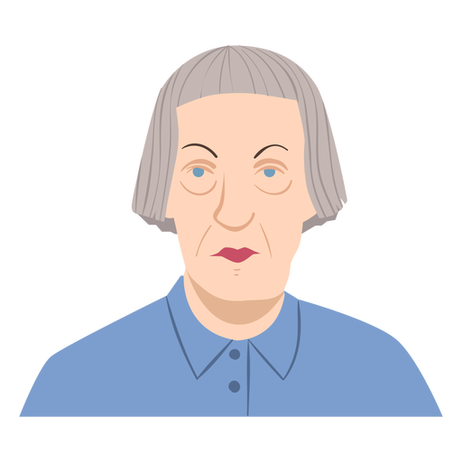Flat short haired old woman PNG Design