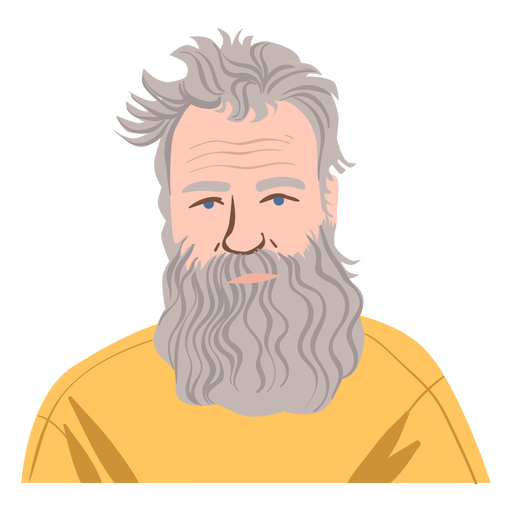 Flat old man with long beard PNG Design