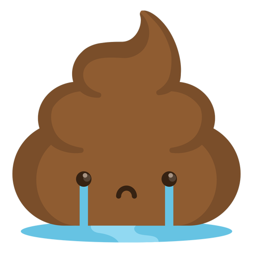 Crying semi flat poop emoji PNG Design