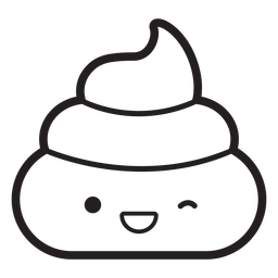 Smiling and winking poop stroke emoji PNG Design