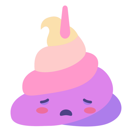 Cute sad unicorn poop emoji flat  PNG Design