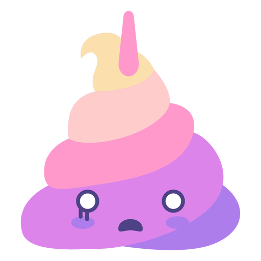 Crying surprised unicorn poop emoji flat 