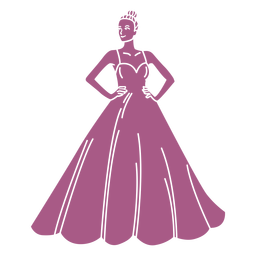Girl in long dress cut out PNG Design