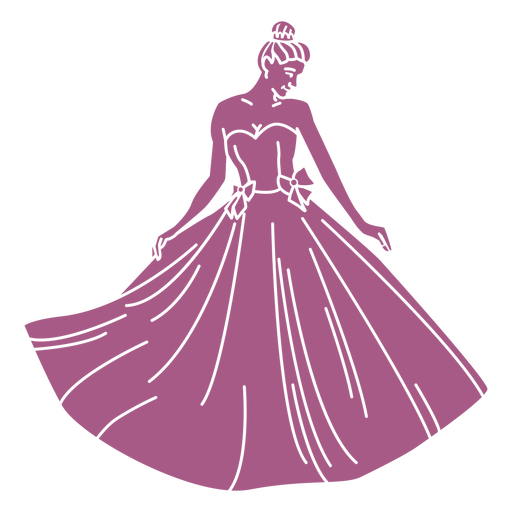 Standing woman in long dress cut out PNG Design