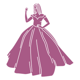 Standing lady in long dress cut out PNG Design