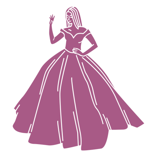 Standing lady in long dress cut out