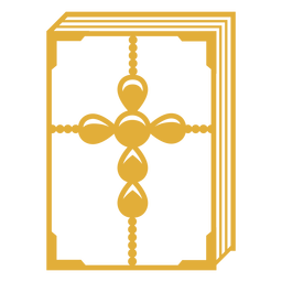Yellow stroke book with cross on cover PNG Design
