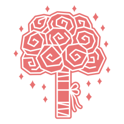 Geometric filled stroke boquet of roses PNG Design