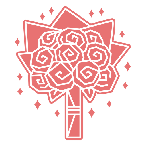 Filled stroke geometric boquet of roses