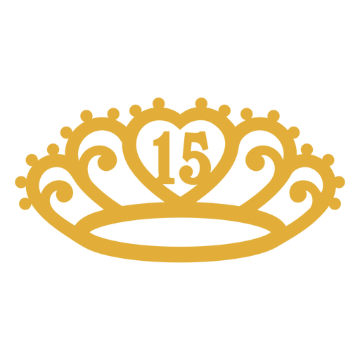 15th birthday yellow stroke crown  PNG Design