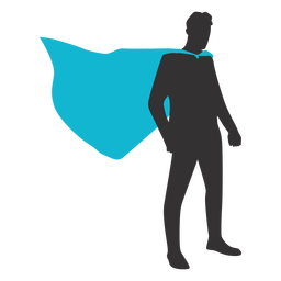 Standing Man Silhouette In Blue Cape PNG & SVG Design For T-Shirts