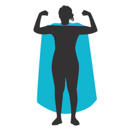 Standing woman in cape showing muscles PNG Design