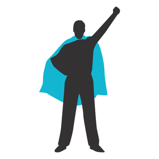Standing raising fist superhero silhouette PNG Design