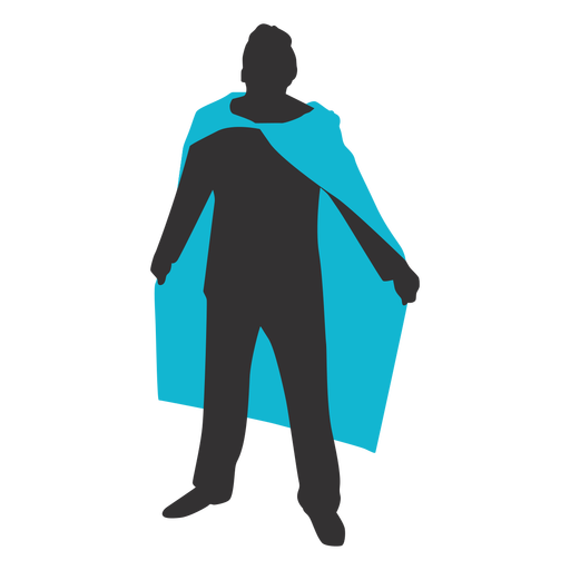 Standing holding cape superhero man