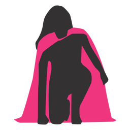 Kneeling superhero girl silhouette PNG Design Transparent PNG