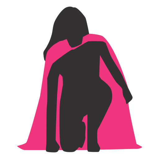 Kneeling superhero girl silhouette PNG Design
