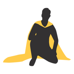 Superhero silhouette on his knee PNG Design