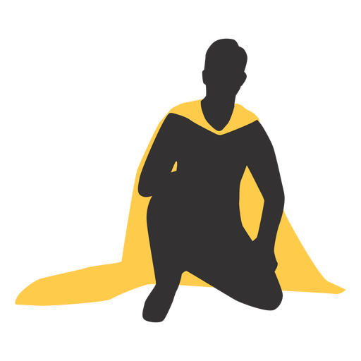 Superhero silhouette on his knee