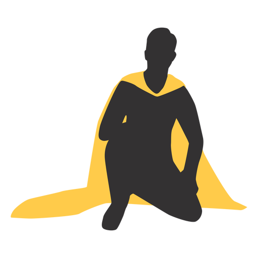 Superhero silhouette on his knee PNG Design