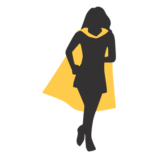 Running superhero girl silhouette PNG Design