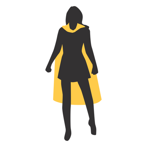 Floating superhero girl silhouette PNG Design