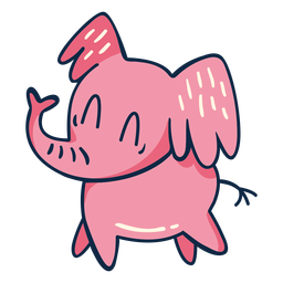 Cute smiling pink elephant cartoon PNG Design