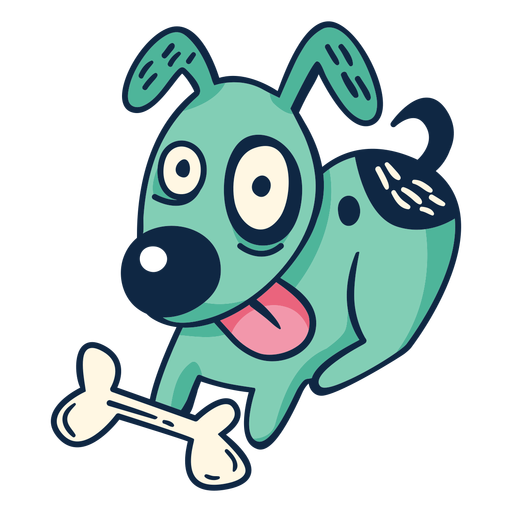 Simple cartoon dog with bone PNG Design