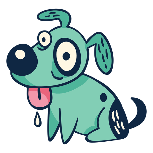 Sitting cartoon dog with tongue out 