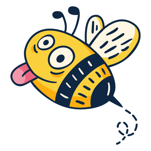 Silly cartoon bee flying