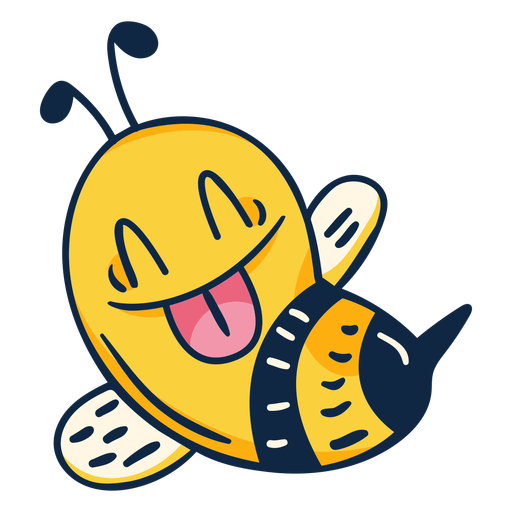 Cute honey bee with tongue out cartoon PNG Design