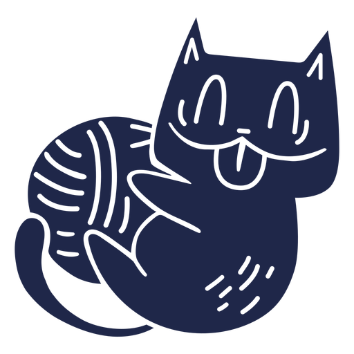 Cute cut out cartoon cat playing PNG Design