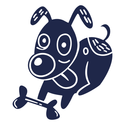 Sitting cartoon cut out dog with bone PNG Design