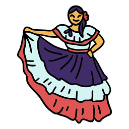 Color stroke woman in traditional Costa Rica clothing PNG Design Transparent PNG