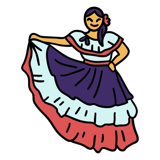 Color stroke woman in traditional Costa Rica clothing