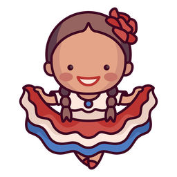 Cute cartoon traditional Costa Rica woman attire PNG Design