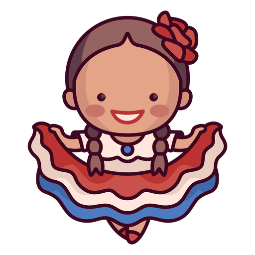 Cute cartoon traditional Costa Rica woman attire