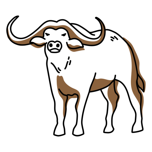 Color stroke semi colored african buffalo PNG Design