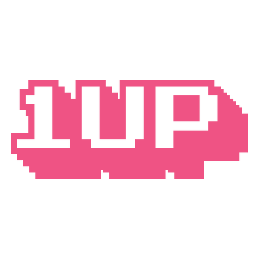 1UP gaming pixel art badge