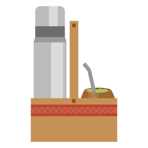 Mate and thermic bottle set semi flat PNG Design