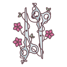tijeras de flores - 0 Diseño PNG