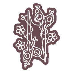 Cut out scissors with flowers PNG Design