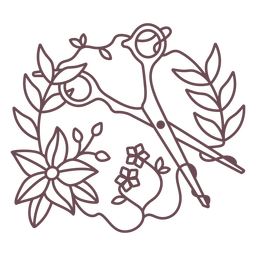 vinilo de tijeras de flores - 2 Diseño PNG