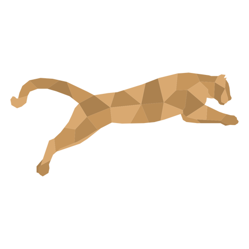 Jumping cougar polygonal color PNG Design