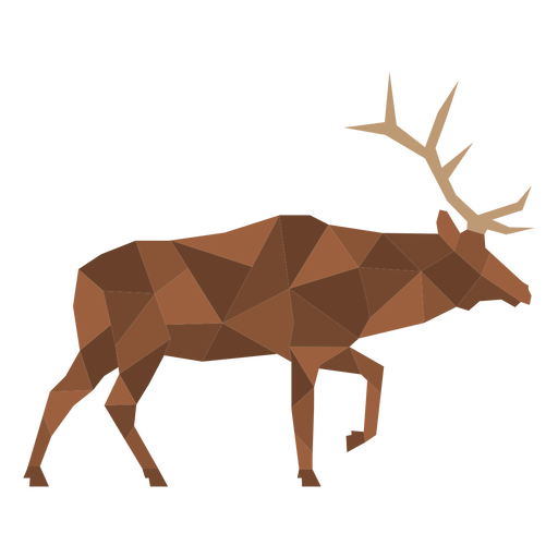 Simple sideways color polygonal deer PNG Design