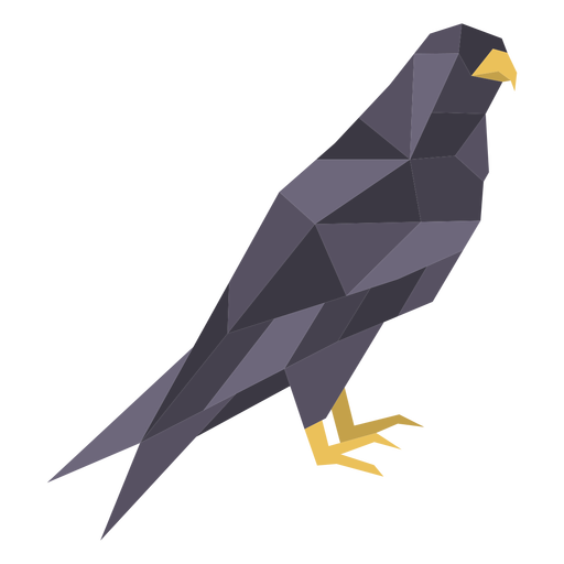 Simple standing color polygonal hawk PNG Design